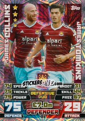 Cromo James Collins / James Tomkins - English Premier League 2014-2015. Match Attax n. 420 - Topps