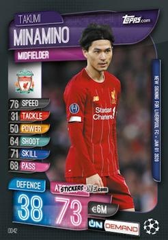 Figurina Takumi Minamino - 2019-20 On-Demand Match Attax UEFA Champions League
 n. OD42 - Topps