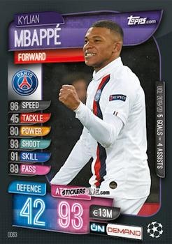 Sticker Kylian Mbappé - 2019-20 On-Demand Match Attax UEFA Champions League
 n. OD63 - Topps