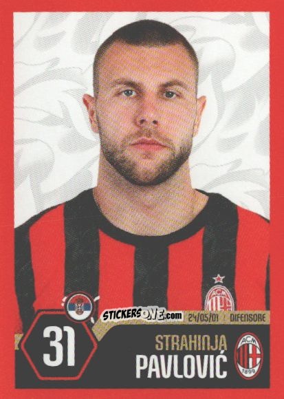 Sticker Strahinja Pavlovic - A.C. Milan 2025-2026
 n. 27 - Euro Publishing