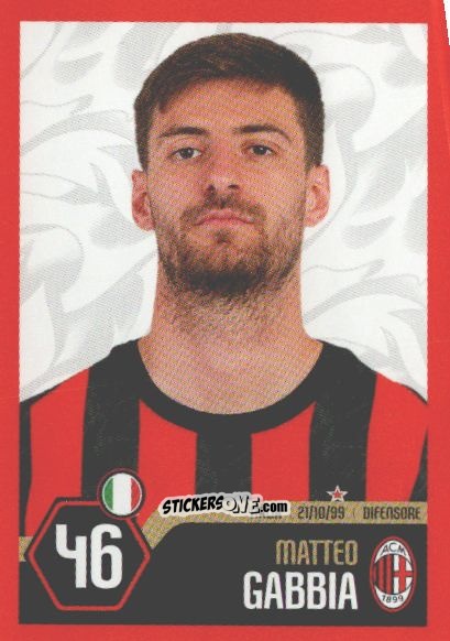 Sticker Matteo Gabbia - A.C. Milan 2025-2026
 n. 29 - Euro Publishing