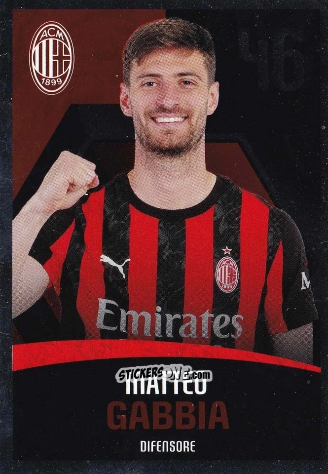 Sticker Matteo Gabbia - A.C. Milan 2025-2026
 n. M12 - Euro Publishing