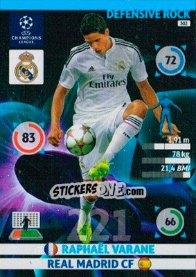 Figurina Raphaël Varane - UEFA Champions League 2014-2015. Adrenalyn XL n. 302 - Panini