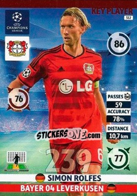 Figurina Simon Rolfes - UEFA Champions League 2014-2015. Adrenalyn XL n. 312 - Panini