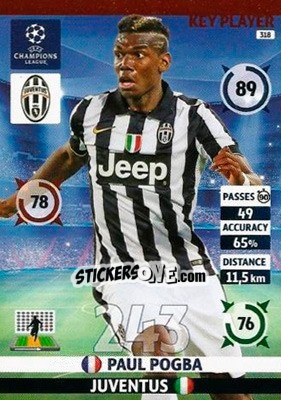 Figurina Paul Pogba - UEFA Champions League 2014-2015. Adrenalyn XL n. 318 - Panini