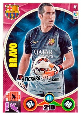 Figurina Claudio Bravo - Liga BBVA 2014-2015. Adrenalyn XL n. 55 - Panini