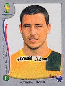 Figurina Mathew Leckie - FIFA World Cup Brazil 2014. Platinum edition n. 182 - Panini