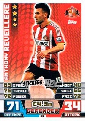 Figurina Anthony Reveillere - English Premier League 2014-2015. Match Attax Extra n. 62 - Topps