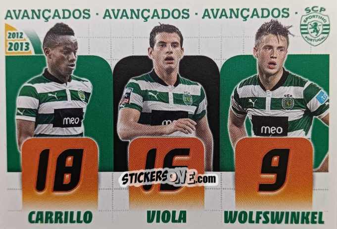 Sticker Carrillo / Viola / Wolfswinkel - Sporting Lisbon 2012-2013 n. 20 - Panini
