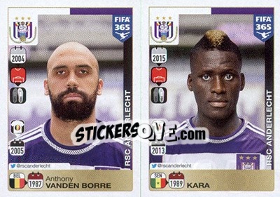 Sticker Anthony Vanden Borre / Kara - FIFA 365: 2015-2016 n. 134-135 - Panini