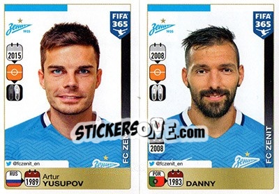 Cromo Artur Yusupov / Danny - FIFA 365: 2015-2016 n. 755-756 - Panini