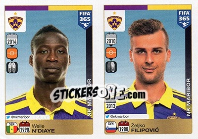 Sticker Welle N'Diaye / Željko Filipovic - FIFA 365: 2015-2016 n. F23-F24 - Panini