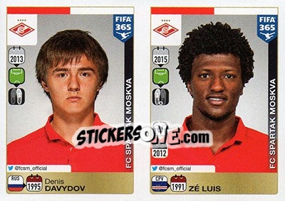 Cromo Denis Davydov / Zé Luís - FIFA 365: 2015-2016 n. Q59-Q60 - Panini
