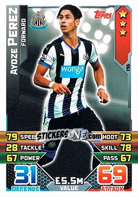 Cromo Ayoze Perez - English Premier League 2015-2016. Match Attax n. 196 - Topps