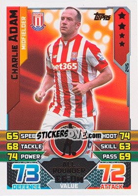 Cromo Charlie Adam - English Premier League 2015-2016. Match Attax n. 245 - Topps