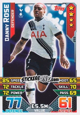 Figurina Danny Rose - English Premier League 2015-2016. Match Attax n. 293 - Topps