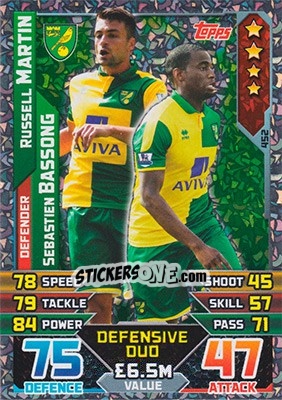Cromo Russell Martin / Sebastien Bassong - English Premier League 2015-2016. Match Attax n. 452 - Topps