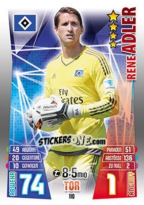 Cromo René Adler - German Fussball Bundesliga 2015-2016. Match Attax n. 110 - Topps