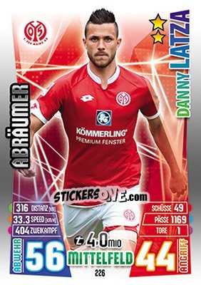 Sticker Danny Latza - German Fussball Bundesliga 2015-2016. Match Attax n. 226 - Topps