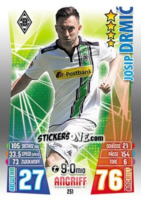 Figurina Josip Drmic - German Fussball Bundesliga 2015-2016. Match Attax n. 251 - Topps