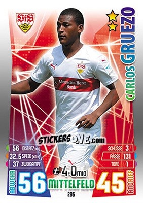 Cromo Carlos Gruezo - German Fussball Bundesliga 2015-2016. Match Attax n. 296 - Topps