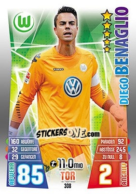Cromo Diego Benaglio - German Fussball Bundesliga 2015-2016. Match Attax n. 308 - Topps