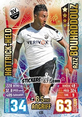 Figurina Aziz Bouhaddouz - German Fussball Bundesliga 2015-2016. Match Attax n. 436 - Topps