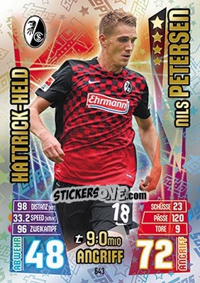 Figurina Nils Petersen - German Fussball Bundesliga 2015-2016. Match Attax n. 643 - Topps