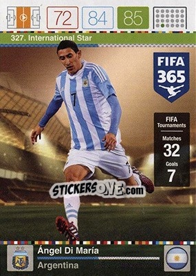 Figurina Ángel Di María - FIFA 365: 2015-2016. Adrenalyn XL - Nordic edition n. 327 - Panini