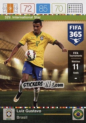 Figurina Luiz Gustavo - FIFA 365: 2015-2016. Adrenalyn XL - Nordic edition n. 329 - Panini