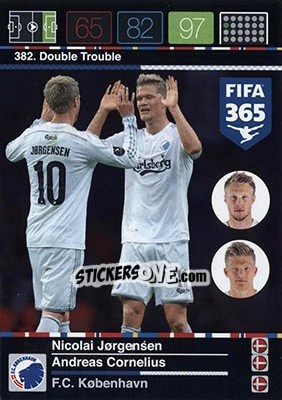 Cromo Nicolai Jørgensen / Andreas Cornelius - FIFA 365: 2015-2016. Adrenalyn XL - Nordic edition n. 382 - Panini