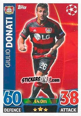 Cromo Giulio Donati - UEFA Champions League 2015-2016. Match Attax n. 207 - Topps