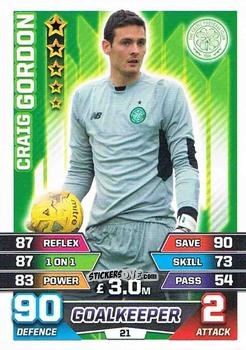 Sticker Craig Gordon - SPFL 2015-2016. Match Attax n. 21 - Topps