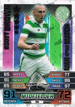 Figurina Scott Brown - SPFL 2015-2016. Match Attax n. 36 - Topps