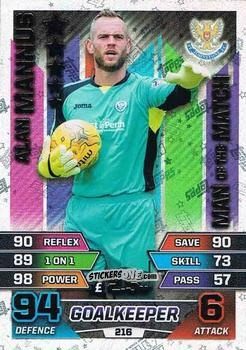Sticker Alan Mannus - SPFL 2015-2016. Match Attax n. 216 - Topps