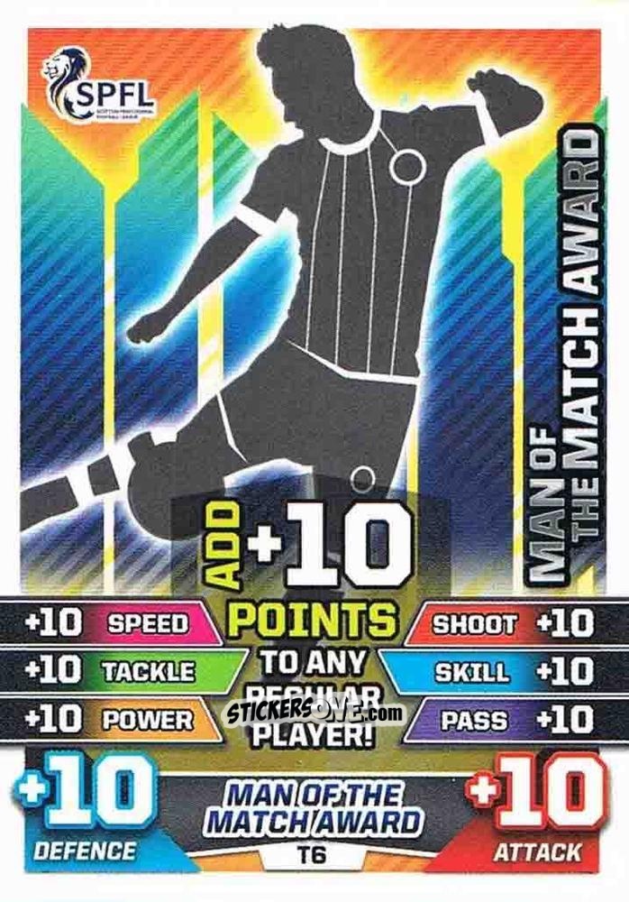 Sticker Motm Award - SPFL 2015-2016. Match Attax n. T6 - Topps