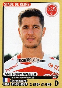 Figurina Anthony Weber - FOOT 2015-2016 n. 371 - Panini