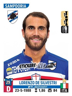 Figurina Lorenzo De Silvestri - Calciatori 2015-2016 n. 479 - Panini