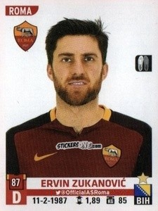 Cromo Ervin Zukanovic - Calciatori 2015-2016 n. A37 - Panini