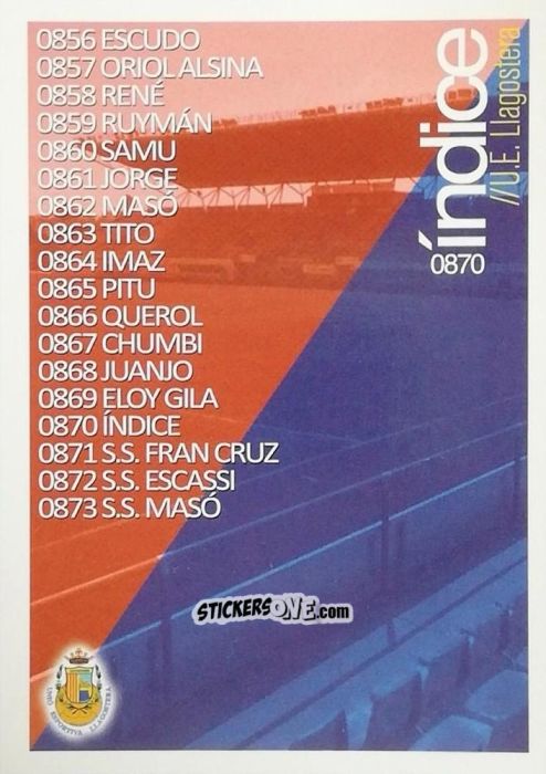 Figurina Índice - Las Fichas Quiz De La Liga 2015-2016 n. 870 - Mundicromo