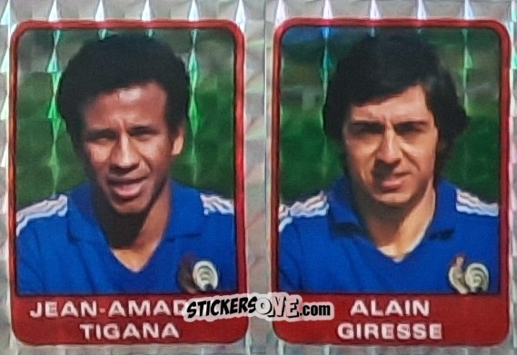 Figurina Jean-Amadou Tigana / Alain Giresse - Football France 1984-1985 n. 220 - Panini