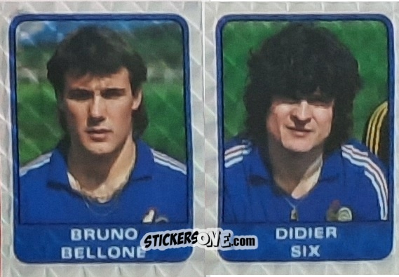 Sticker Bruno Bellone / Didier Six - Football France 1984-1985 n. 223 - Panini