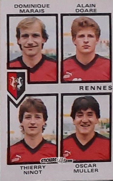 Figurina Dominique Marais / Alain Doare / Thierry Ninot / Oscar Muller - Football France 1984-1985 n. 395 - Panini