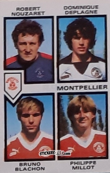 Cromo Robert Nouzaret / Dominique Deplagne / Bruno Blachon / Philippe Millot - Football France 1984-1985 n. 448 - Panini