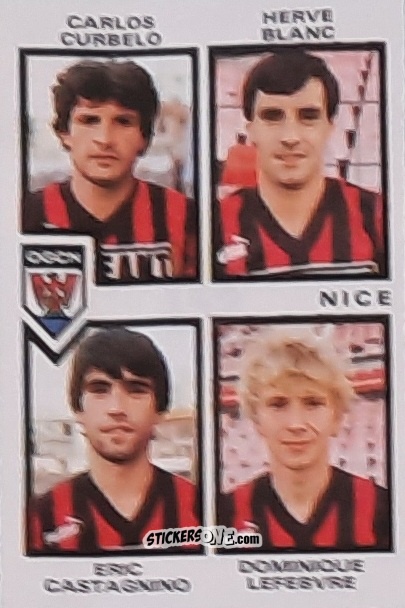 Figurina Carlos Curbelo / Herve Blanc / Eric Castagnino / Dominique Lefebvre - Football France 1984-1985 n. 452 - Panini