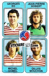 Sticker Georges Eo / Jean-Pierre Robert / Michel Gomel / Gilles Mouchon - Football France 1985-1986 n. 405 - Panini