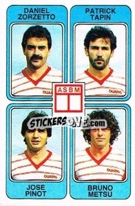 Cromo Daniel Zorzetto / Patrick Tapin / Jose Pinot / Bruno Metsu - Football France 1985-1986 n. 412 - Panini