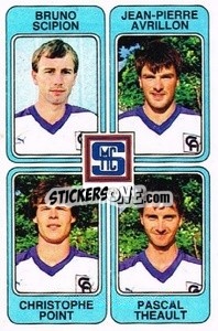 Figurina Bruno Scipon / Jean-Pierre Avrillon / Christophe Point / Pascal Theault - Football France 1985-1986 n. 418 - Panini