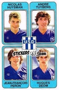 Figurina Nicolas Huysman / Andre Tuybens / Jean-Francois Peron / Hugues Deom - Football France 1985-1986 n. 422 - Panini