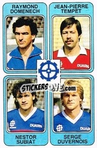 Figurina Raymond Domenech / Jean-Pierre Tempet / Nestor Subiat / Serge Duvermois - Football France 1985-1986 n. 432 - Panini